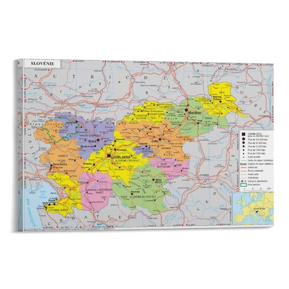 Slovenia Map Poster Posters Art Print Wall Photo Paint Poster Hanging Picture Family Bedroom Decor Gift 12x18inch(30x45cm)