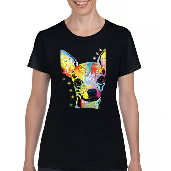 Tee Hunt Dean Russo Cute Chihuahua T-Shirt Neon Colorful Dog Women's T-Shirt Tee