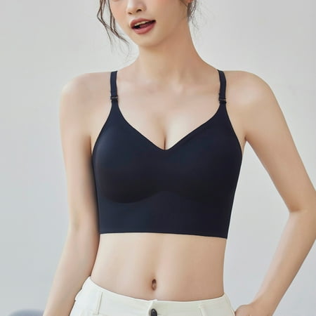 LLYWEY Seamless Bras on Clearance Everyday Bras Women Ladies Push-Up Bra Style-1292 Women Compression Bra Feature Adult Female Bralette Sports Bras Black 40B