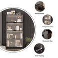 thumbnail image 2 of WIAWG 63" Tall Black Steel Frame 4-Door Glass Display Cabinet - Freestanding Storage Bookcase with 4 Adjustable Shelves, Ideal for Living Room & Kitchen, 2 of 6