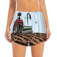thumbnail image 2 of Pofeuu Tractor plowing a field Print Women's Athletic Shorts Running Workout Shorts Tummy Control Quick Dry Gym Shorts with Pockets Double layer sports shorts-Small, 2 of 7