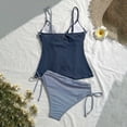 thumbnail image 4 of Gamivast Swim Suits for Women Tankini Sets Tummy Control Tied Waist Ruffle Trim Ruched Tankini Swimwear Mid Rise Bottom Cruise Holiday Modest Bathing Suits Summer Vacation Swimwear, 4 of 7