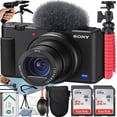 thumbnail image 4 of Cámara Digital Compacta Sony ZV-1 para Creadores de Contenido Vídeo 4K HDR con Pantalla Antiviento + 2 Paquetes de Tarjeta de Memoria de 64 Gb + Estuche + Trípode + Pack de Accesorios ZeeTech Negro, 4 of 6