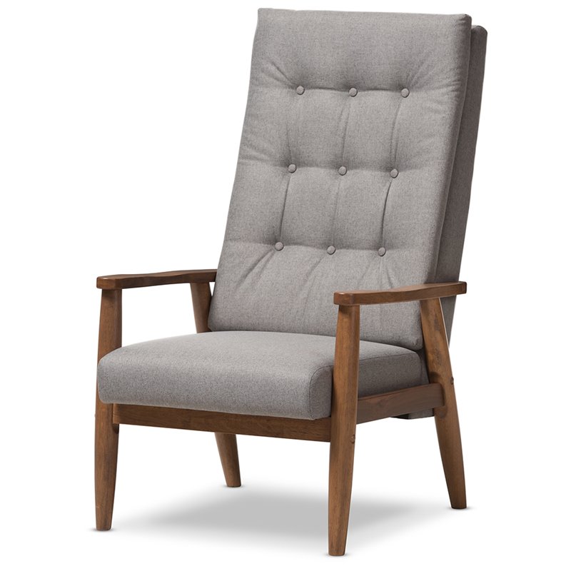 Baxton Studio Roxy Tufted Accent Chair in Gray and Brown ...