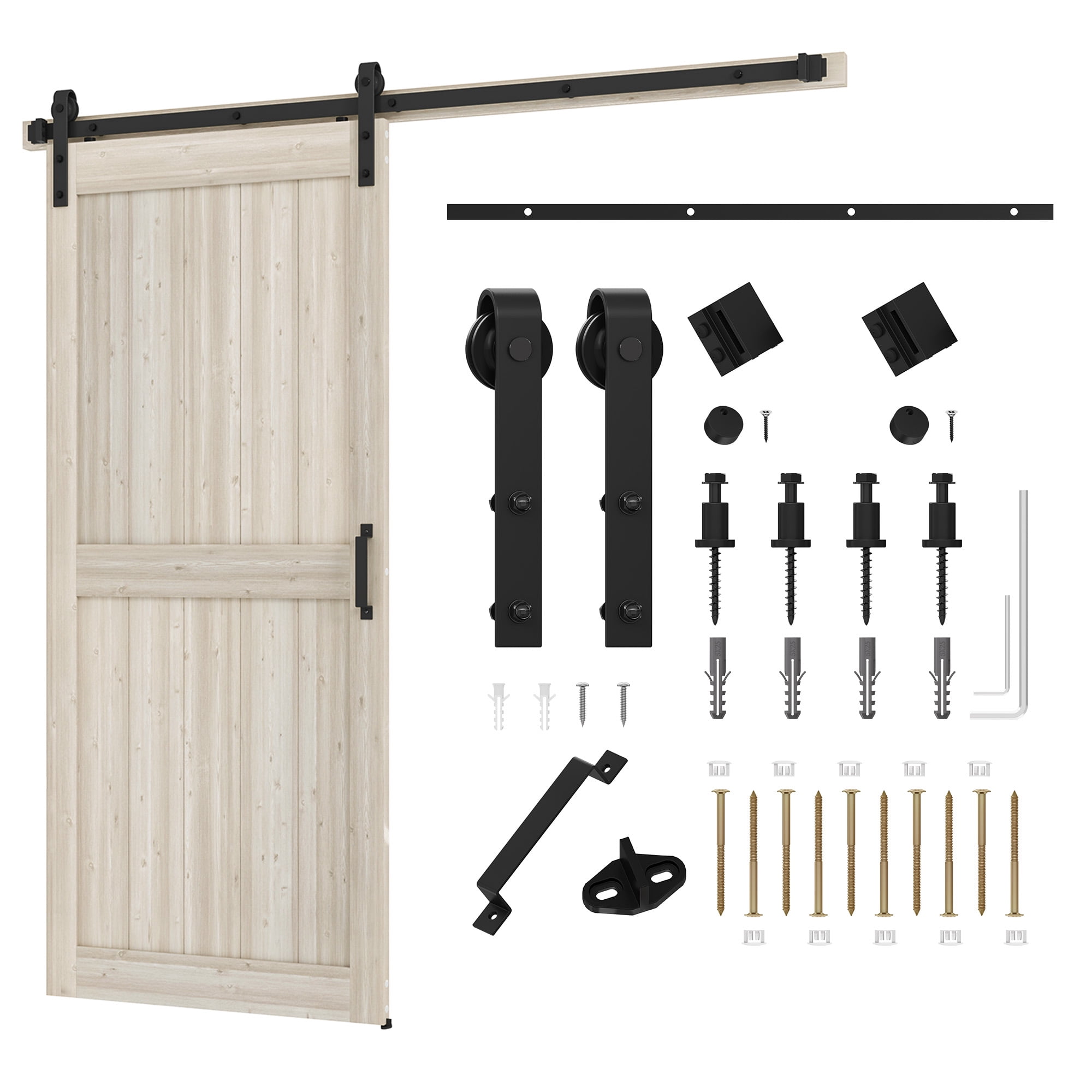 Uforic 36" x 84" Silding Barn Door,with Hardware Kit Rail,and Handle,Pulleys, Light Oak