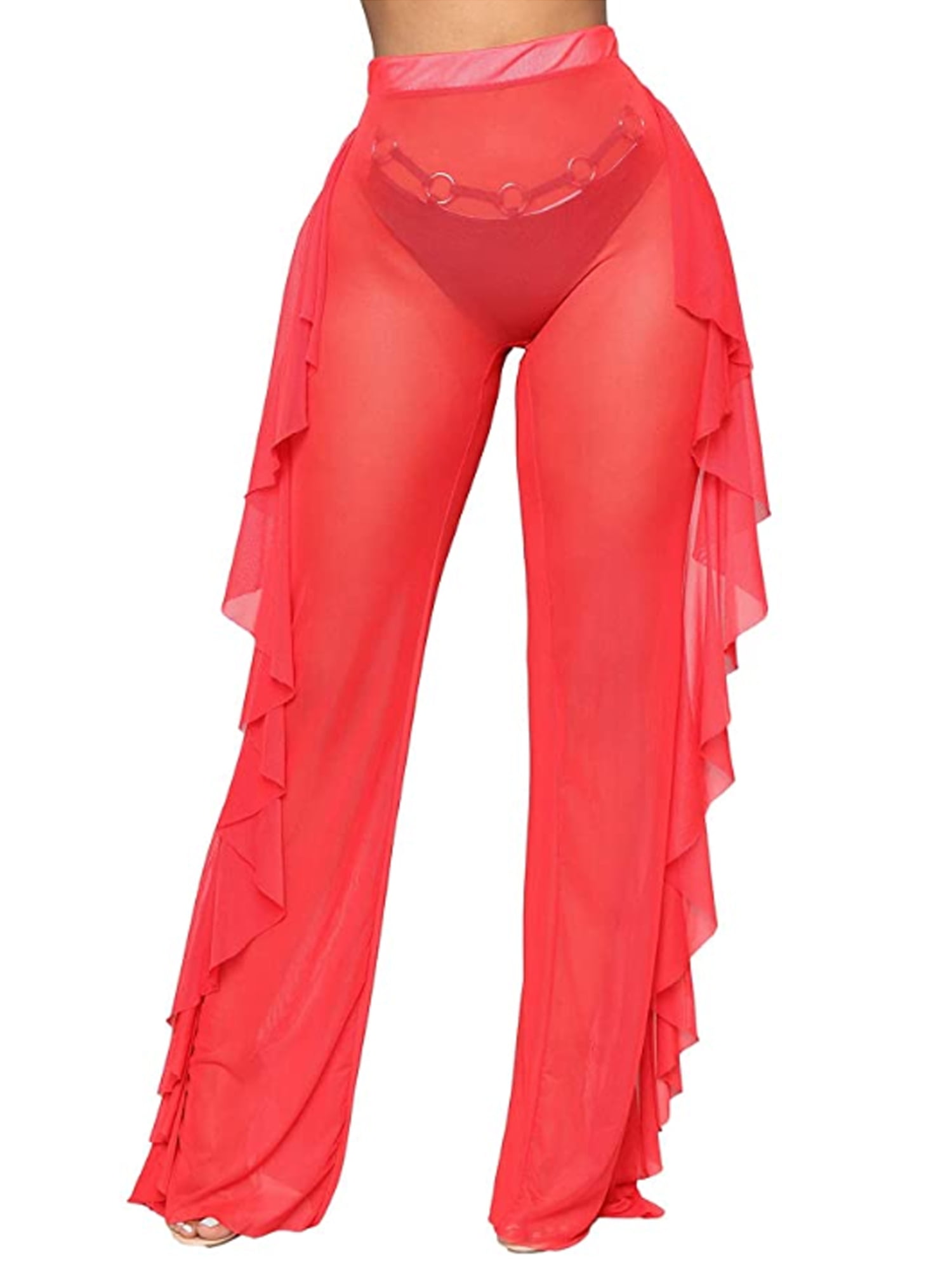 plus size see through cover up pants