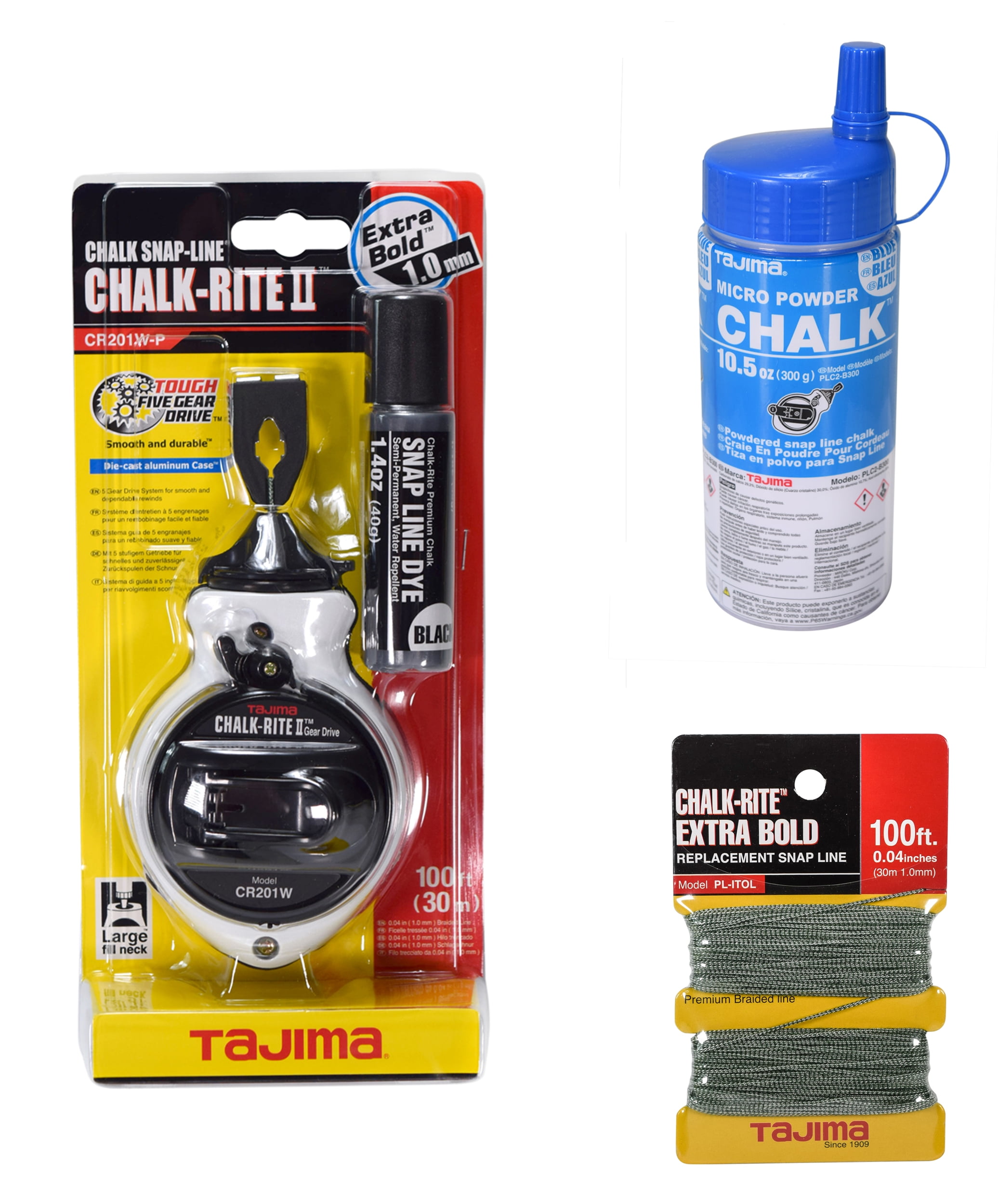 Tajima Chalk-Rite II Ultra Thin Chalk Line Reel CR202B-P for sale online 