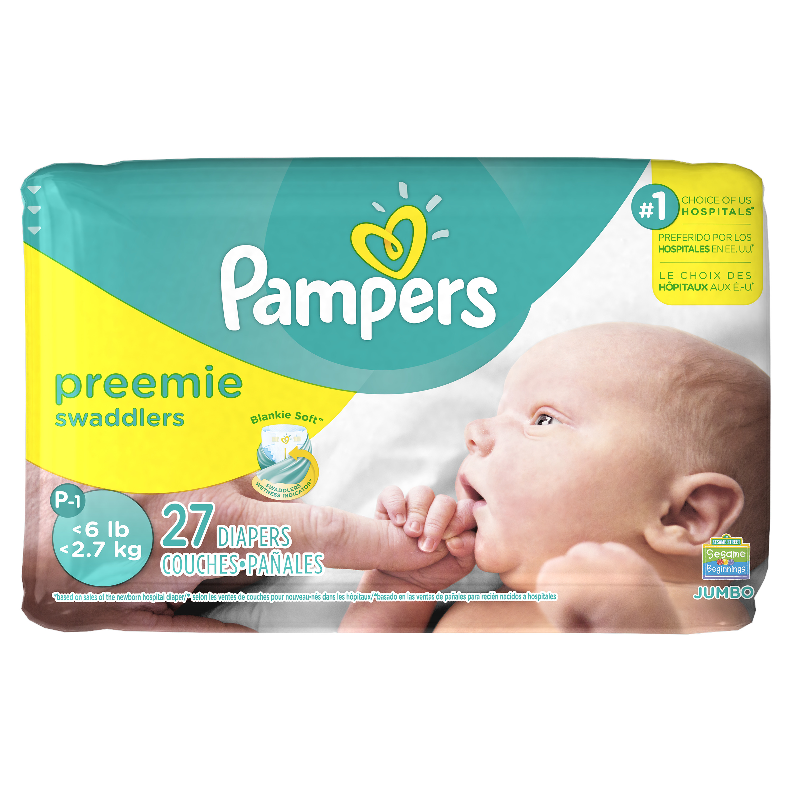 Pampers Swaddlers Preemie Diapers Size P 1 27 Count Walmart