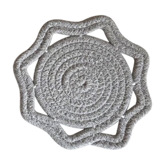 Bomd Cotton Rope Trivet Octagon Hot Pad Heat Resistant Pot Macrame Table Mat, Woven Macrame Table Mat Protects Surfaces for Holiday Kitchen And Dining Table Decor,7In,Gray
