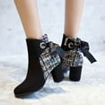 thumbnail image 6 of Fesfesfes Fall Boots Women Solid Splicing Bandage Retro High Heel Round Boots Shoes US:4.5(35), 6 of 9
