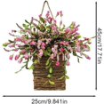 thumbnail image 6 of Cream Hydrangea Door Hanger Basket Wreath, Farmhouse Wreath with Wildflowers, Artificial Spring Summer Garland for Front Door, Seasonal Holiday Ornament (C), 6 of 7