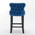 thumbnail image 6 of Smilegend Set of 2 Velvet Upholstered Barstools, Wingback Counter Height Chairs with Button Tufted Backrest, Wooden Legs and Chrome Nailhead Trim, Modern Leisure Bar Chairs (Blue), 6 of 8