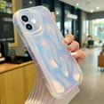 thumbnail image 3 of iPhone 12 Holographic Case, Cute Laser 3D Water Ripple Bling Glitter Luxury Wave Shape Phone case for Women Girls Silicone Protection Cover (Fluorescent White), 3 of 16