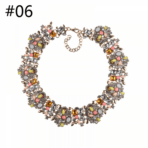 Pink and champagne Crystal Rhinestone Statement Necklace, Vintage Chunky Chain Choker Collar Bib Statement Necklace Fashion Costume Jewelry Necklaces for Women