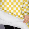 thumbnail image 3 of Oversized Wearable Blanket Hoodie,Yellow and White Checkerboard Pattern Sherpa Blanket Hoodie with Super Pockets,Super Warm Fuzzy Pullover for Women & Men, 3 of 6