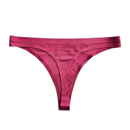 

Clearance 1PC Lady Sexy Low Waist Panties Seamless Ice Silk Briefs Skin-friendly Cotton G-string Fashion Thongs Women Underwear Underpants wine red L
