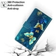 thumbnail image 4 of Flip Wallet Case for Google Pixel 8 Pro, with Kickstand Credit Card Holder Slot Cute Pattern Magnetic Clasp Premium PU Leather Protective Case with Wrist Strap - Two Green Butterflies, 4 of 10