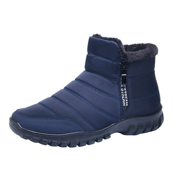Bottes d'Hiver pour Hommes Non - Chaussures d'Hiver Chaudes Bottines Décontractées Courtes avec Fermeture Éclair Latérale pour Activités de Plein Air et Confort par Temps Froid