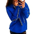 thumbnail image 2 of Women Plus Size Hoodies Hooded Long Sleeve Solid Plush Sweatshirt Medium Length Tops, 2 of 3