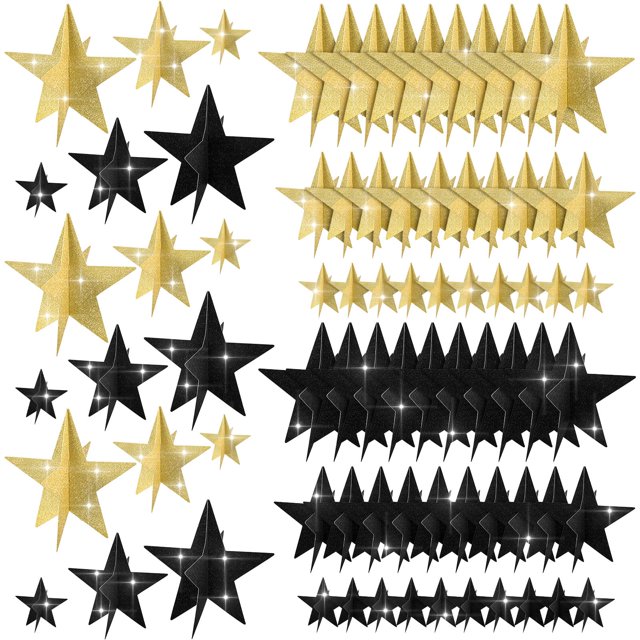 Centros de mesa con forma de estrella, 45 unidades, decoración de estrellas en 3D