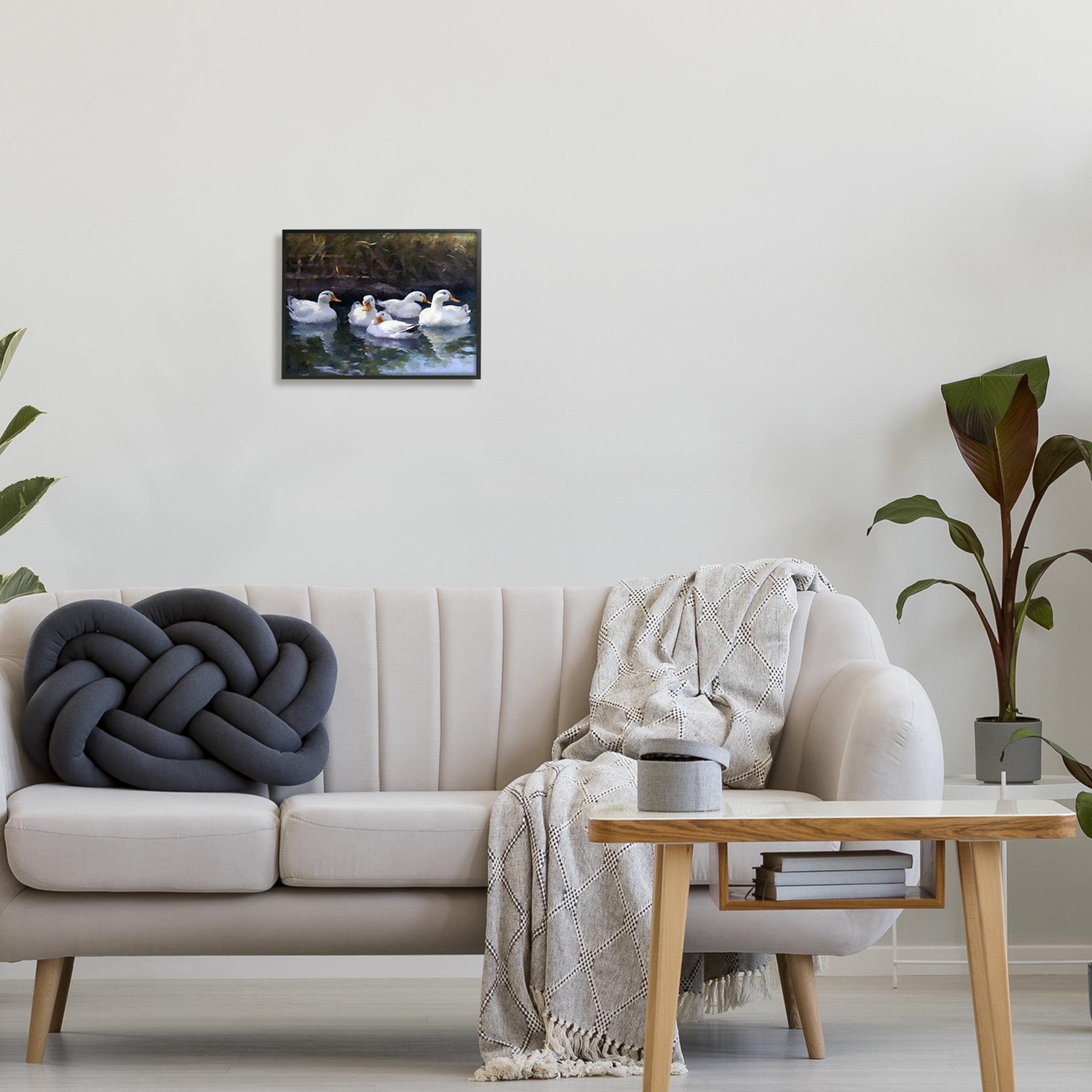 Stupell Industries Five Ducks in Pond Animals & Insects Painting Black Framed Art Print Wall Art, 14 x 11
