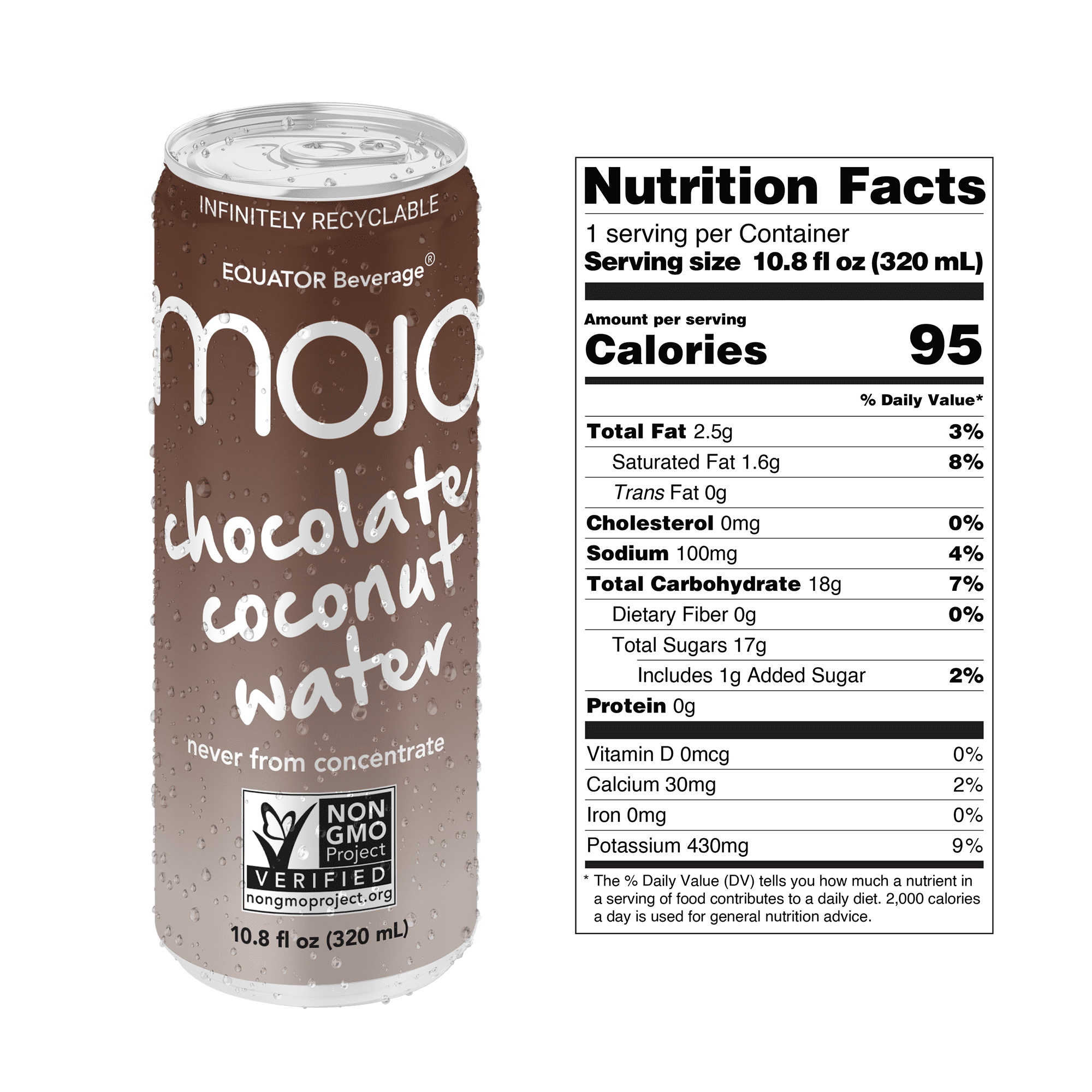 MOJO Chocolate Coconut Water, Hydration, Electrolytes, 10.8 oz, 12 Pack