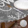 thumbnail image 3 of Snowflakes Round Tablecloth, Fitted Table Cover with Elastic for 36"-44" Round Tables, Grey Snow Winter Retro Abstract Art Table Cloth Outdoor Indoor Dinning Party Waterproof Tablecloths, 3 of 7