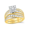thumbnail image 2 of FB Jewels 14kt Yellow Gold His Hers Round Diamond Cluster Matching Wedding Set 5/8 Cttw Size 7, 2 of 3