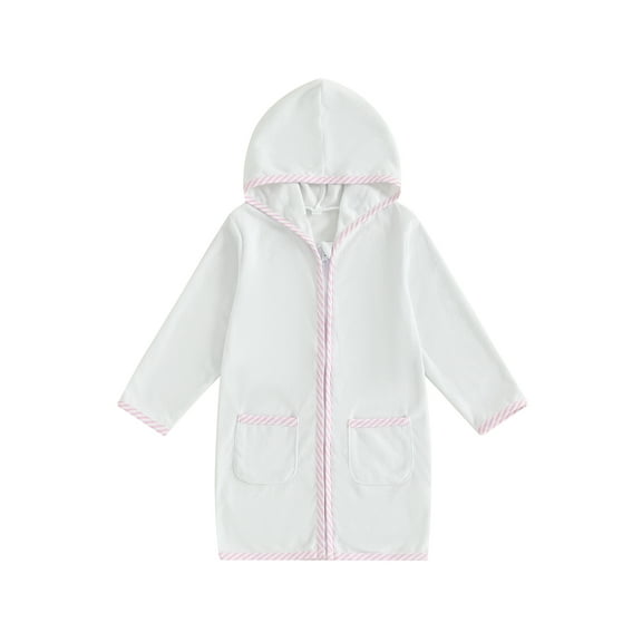 BemeyourBBs Toddler Baby Girls Boys Terry Swim Cover Up Swimwear Kids Swimsuit Coverup Zip-Up Beach Bathing Suit Hoodie Robe Long Sleeve Hooded Coverups Beachwear