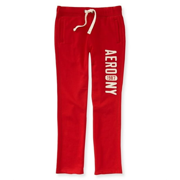 Aeropostale Pantalones de chandal para hombre ajustados y rectos color rojo grande Aeropostale Pantalones deportivos Walmart en linea