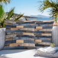 thumbnail image 3 of Throw Pillow Covers 26x26 Inch Set of 2, Navy Blue Brown Wood Waterproof Outdoor Pillow Covers, Farmhouse Vintage Wooden Decorative Cushion Pillowcases for Couch, Sofa, Bed, Garden, Patio, 3 of 9