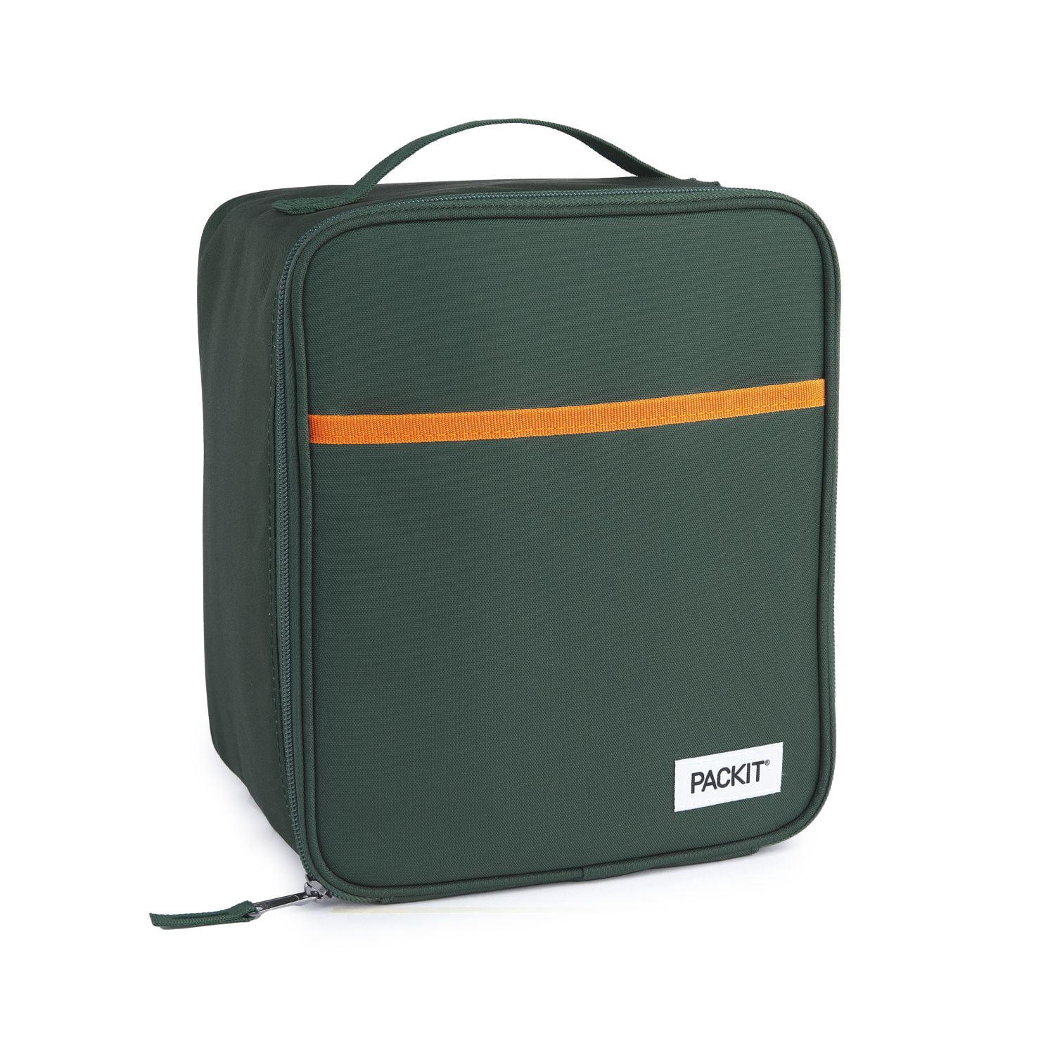 PackIt Freezable Gel-Lined Large Upright Lunch Box, Olive and Orange, Ideal Use for Workday Meals and Travel
