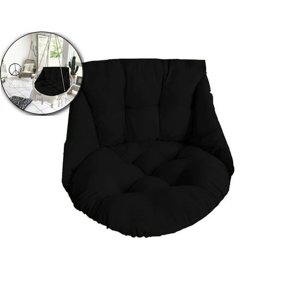 Hammock Chair, Hanging Basket Seat, Washable Wicker Outdoor Swing Cushions, Waterproof & Sun-Resistant, Hanging Egg Chair in Round Seat, Thick Nest Back Pillow for Patio Swing