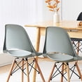 thumbnail image 5 of MOJAY Modern Dining Chairs Set of 4,DSW Shell Plastic Chairs with Wood Legs,Armless Side Chairs,Kitchen Chair with Hollow Back for Dining Room,Living Room,Bedroom(Grey), 5 of 8