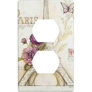 JUSIP Vintage Paris Themed Bluish Brown Eiffel Tower Design Black And White Duplex Outlet Light Switch Plate Cover Wall Plate Covers Funny Decor for Home Kitchen Bedroom