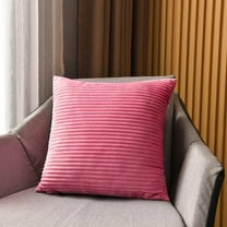 XmhyTop Set of 2 18x18in Pink Corduroy Throw Pillows, Soft Square Modern Striped Cushions for Living Room, Sofa, Bedroom, Car & Office Decor