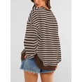 thumbnail image 6 of PRETTYGARDEN Womens Striped Oversized Sweatshirt Color Block Crew Neck Long Sleeve Casual Loose Pullover Top Y2K Clothes, 6 of 9