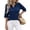Blue, variant on Women's Knit Polo Sweater, Notch V-Neck 3/4 Sleeve Lightweight Pullover Pullover for Casual Office Commute & Dating, Blue, S