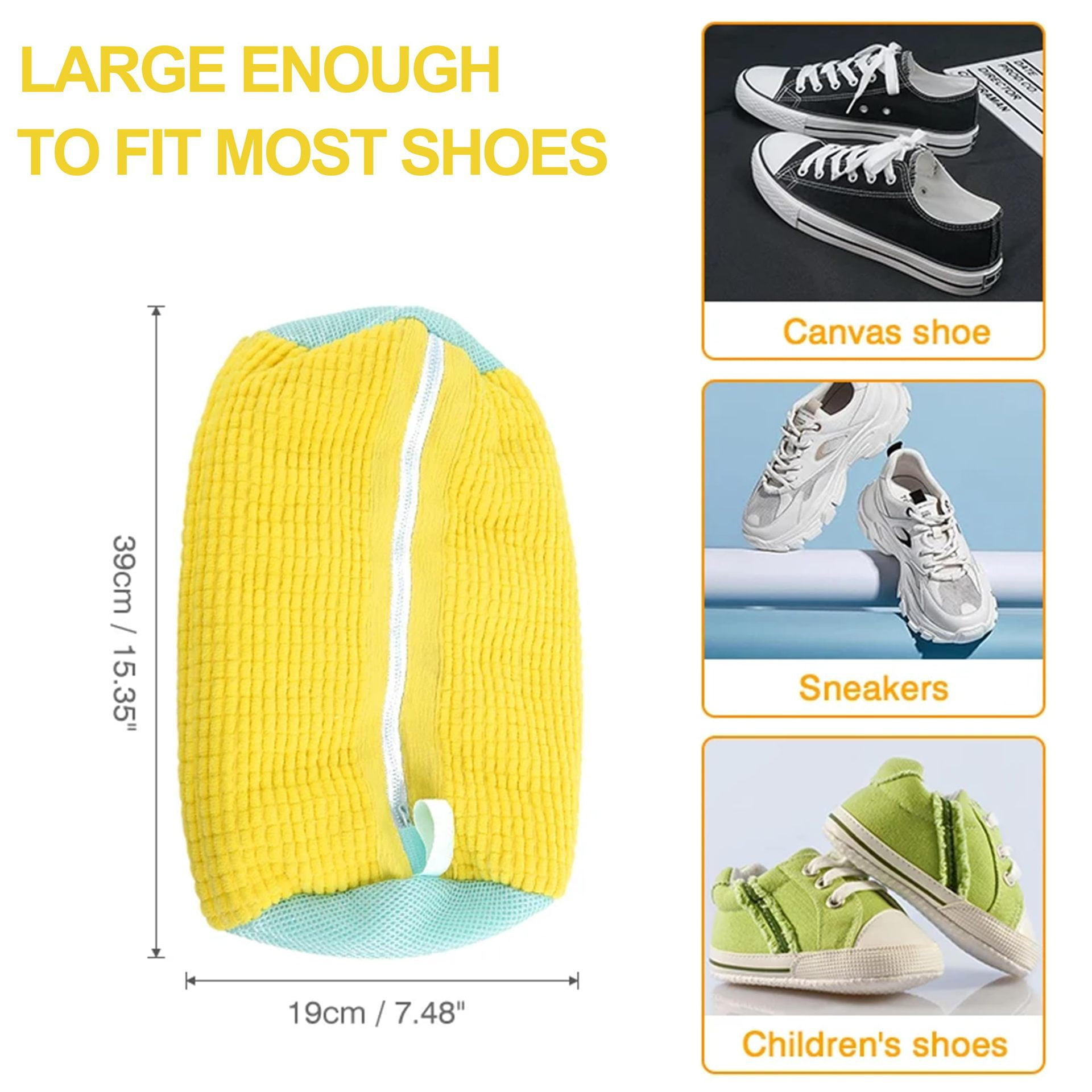 2 Pack Shoe Washing Machine Bag, Reusable Shoe Cleaning Bag for Washer and Dryer, Versatile Shoe Laundry Shoe Bag for 360° Cleaning White Shoes Sneaker Tennis Shoes