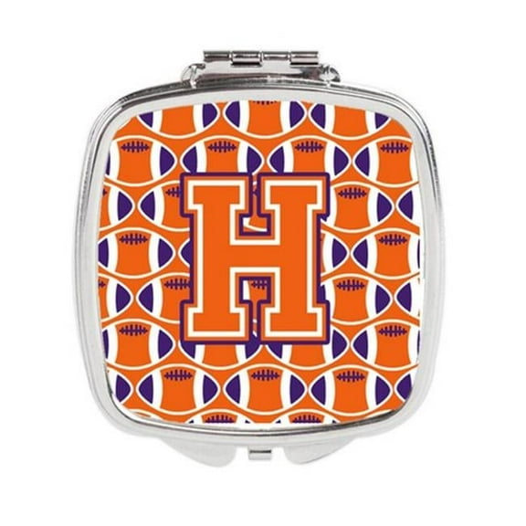 Carolines Treasures  Letter H Football Orange - White & Regalia Compact Mirror