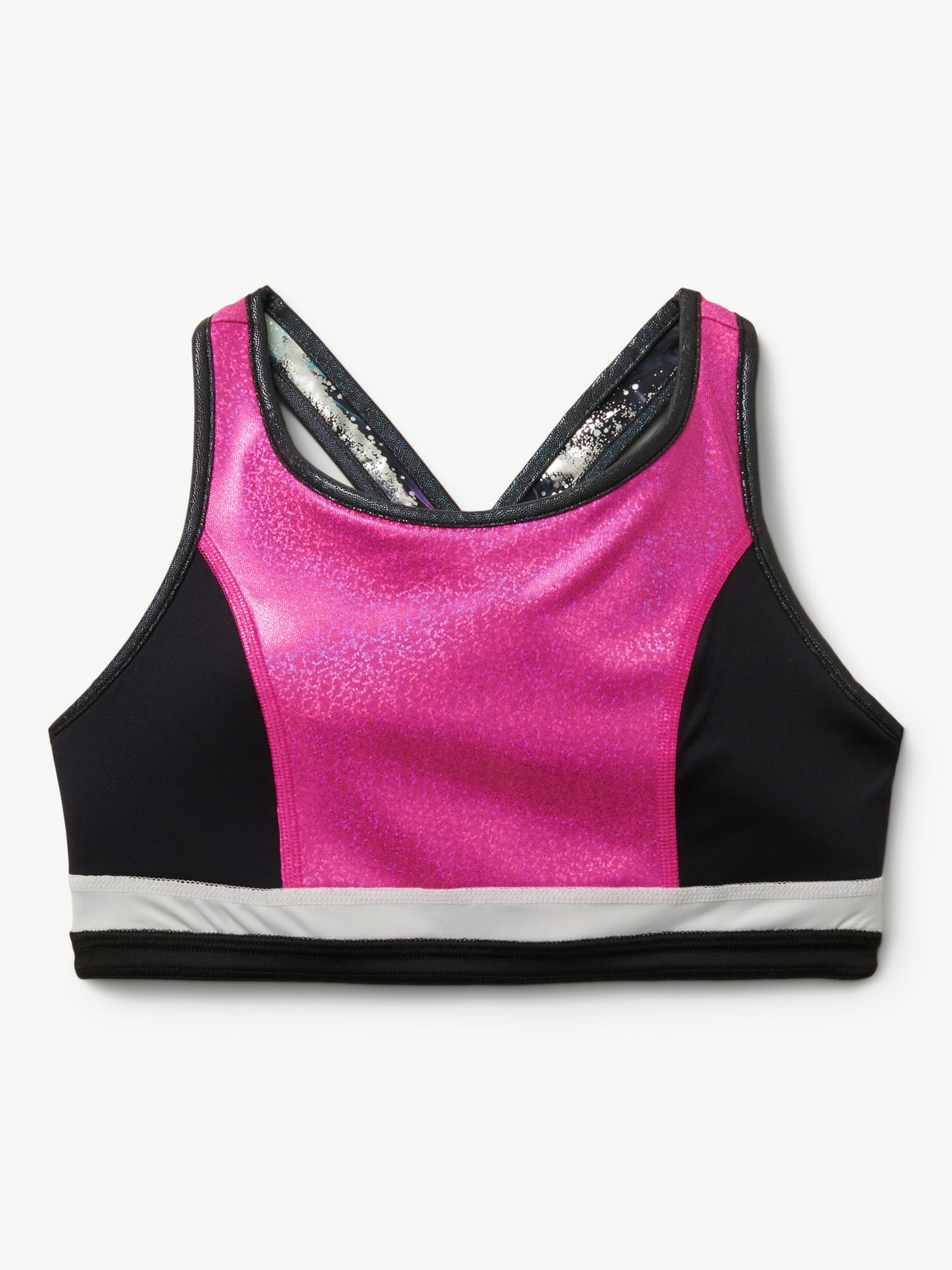 Justice Reversible Racerback Sports Bra for Girls with Swirl Print, Sizes XS-XL