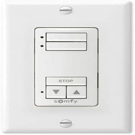 Somfy DecoFlex WireFree RTS Wall Switch, 2 Channel, White (1811068)