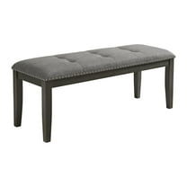 Elements Eve Bench w/ Grey Fabric and Nail Heads in Charcoal