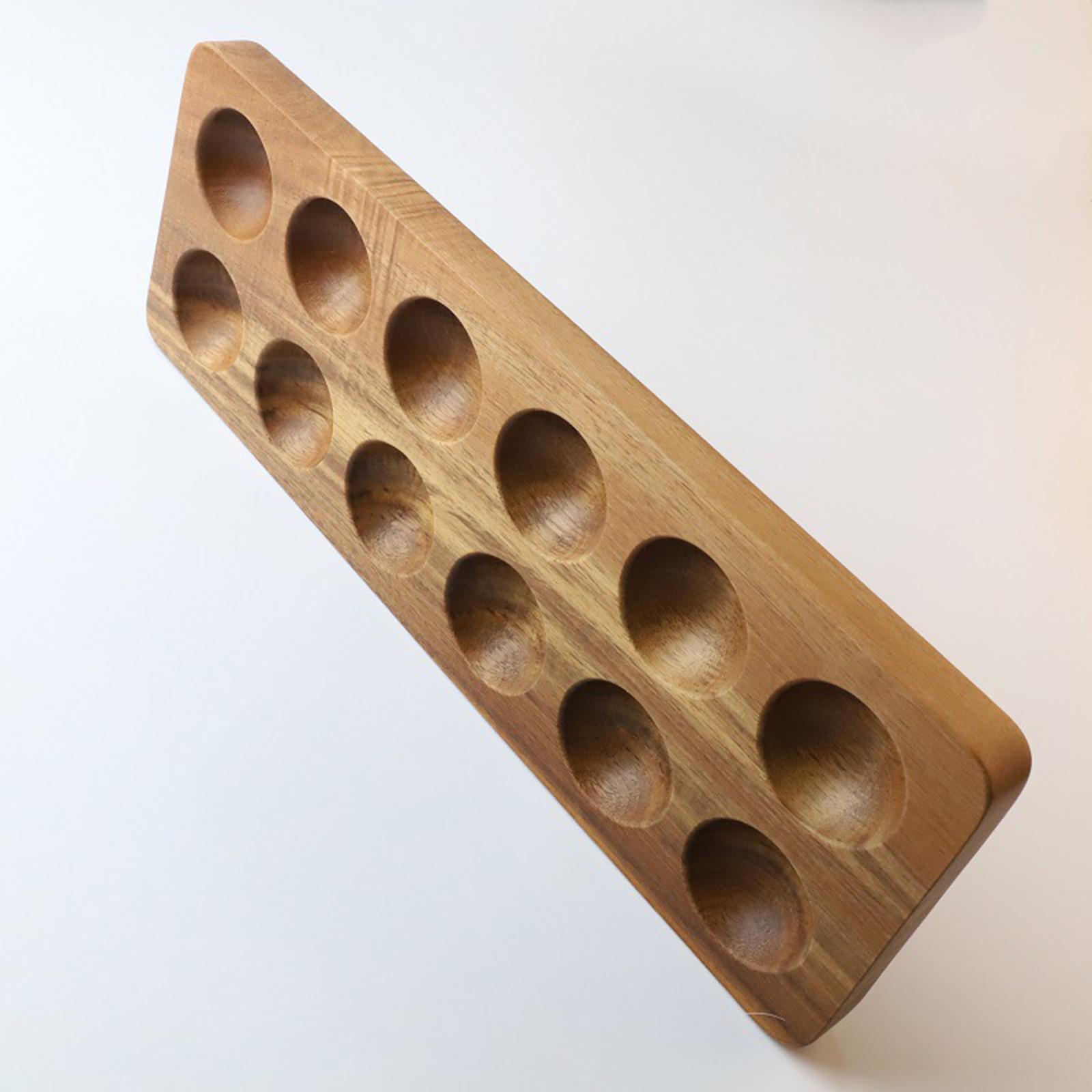 Egg Holder Wooden Tray Organizer with Sturdy Wood Construction for Kitchen Countertop and Refrigerator Use