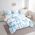 thumbnail image 3 of Feelyou Stars Bowknot Bedding Comforter Set 7 Pieces, White Blue Cartoon Full Bedding Set, 3 of 8