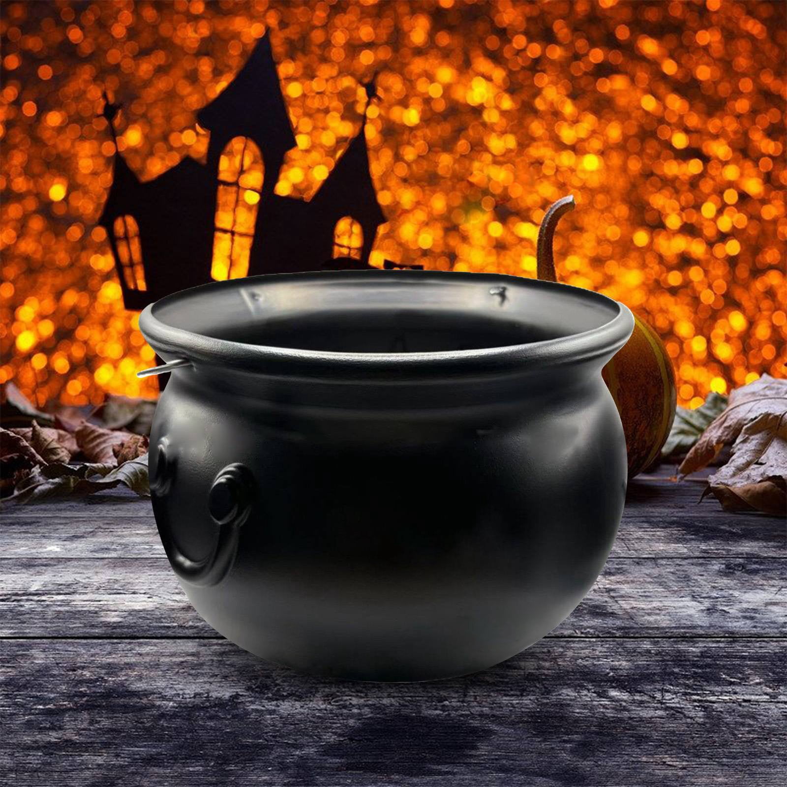 Clearance | Black Cauldron Candy Bucket for Halloween Trick or Treat and Decor, B