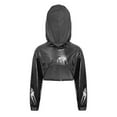 thumbnail image 3 of Aislor Girls Metallic High Low Cropped Sweatshirt Long Sleeve Shiny Hoodie Hip Hop Jazz Dance Top Black 16, 3 of 4