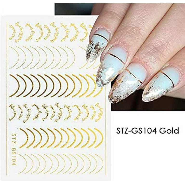 Gold Foil Nail Art Set, Nail Art Decals Stickers Fragments Nail Foil Art  Nail Charms, DIY Manicure Nails Design Decal Decoration Gold Silver Leaf