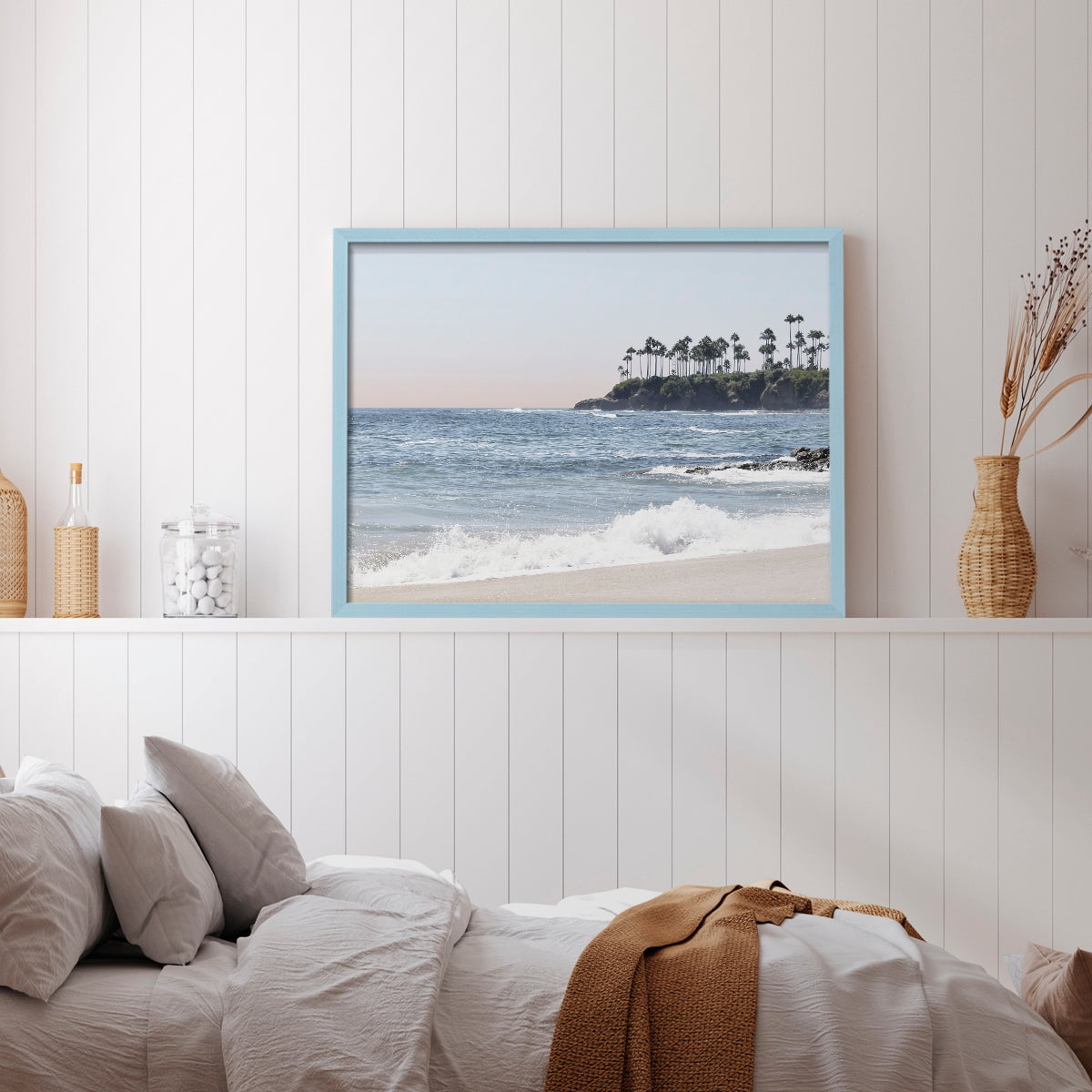 Distant Palms by Natalie Carpentieri - Restickable Framed Giclée Print