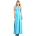 thumbnail image 2 of Evanese Women's Elegant Cross Tie Halter Long Formal Party Dress (L. Turquoise), 2 of 9